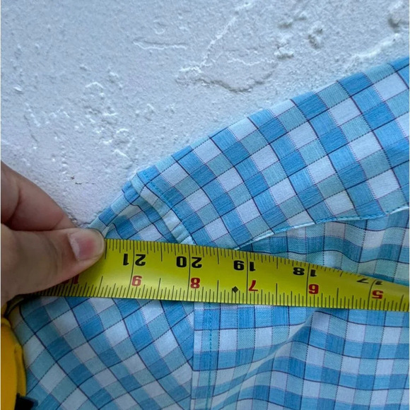 Robert Graham Mens Box Pattern Long Sleeve Polo Blue White Size 2XL - Picture 3 of 10